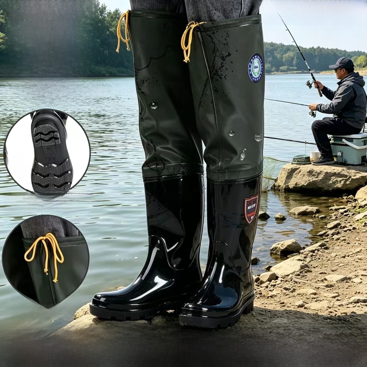 รองเท้าบูทกันฝนแบบหนา ความยาวเ - Fishing Rain Suit บทวิจารณ์และราคา